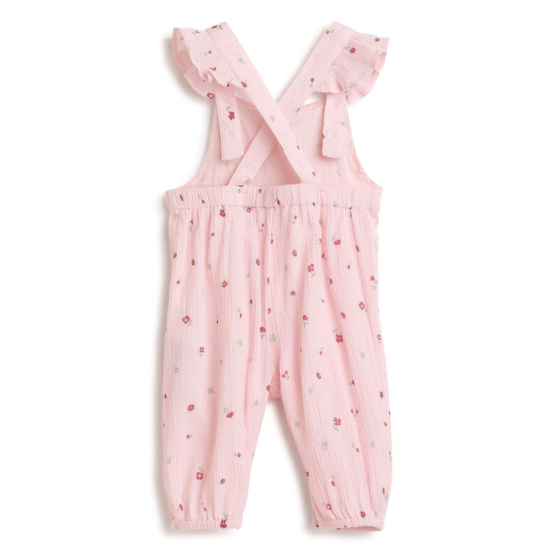 Girls Pink Printed Long Dungaree image number 1